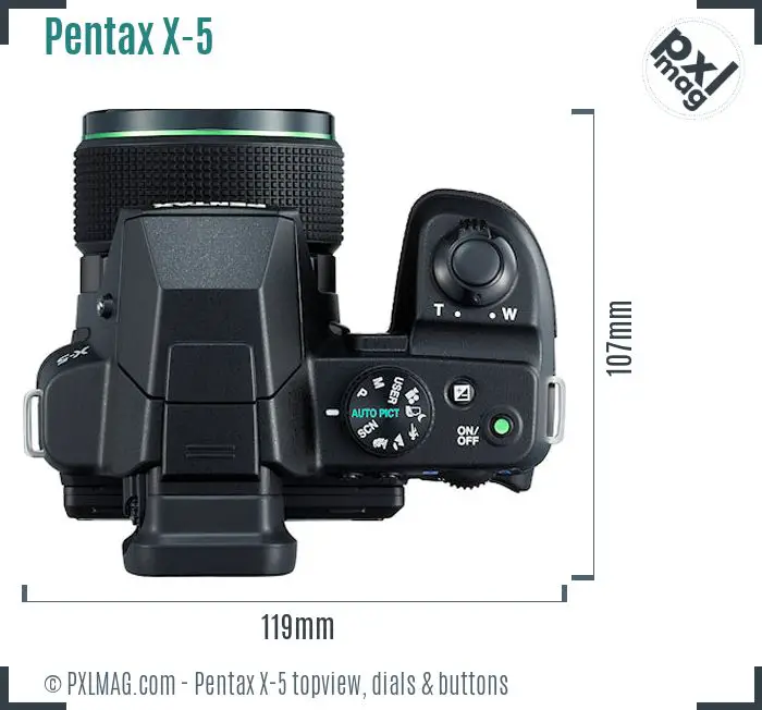 Pentax X-5 topview buttons dials
