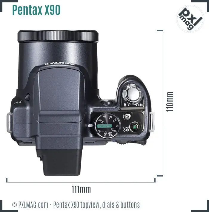 Pentax X90 topview buttons dials
