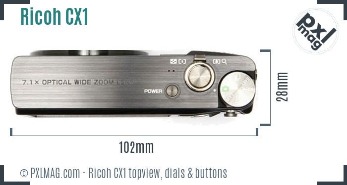 Ricoh CX1 topview buttons dials