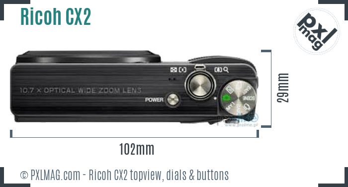 Ricoh CX2 topview buttons dials