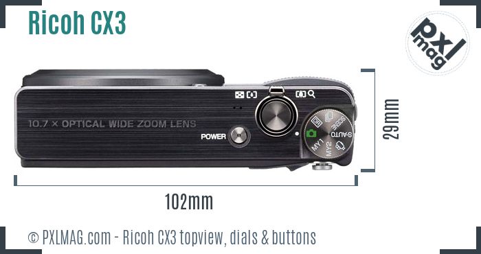Ricoh CX3 topview buttons dials