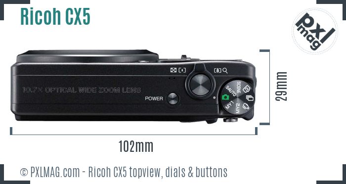 Ricoh CX5 topview buttons dials