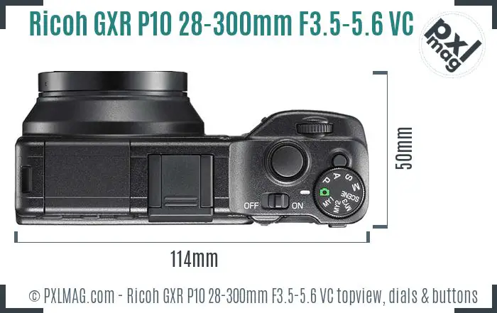 Ricoh GXR P10 28-300mm F3.5-5.6 VC topview buttons dials