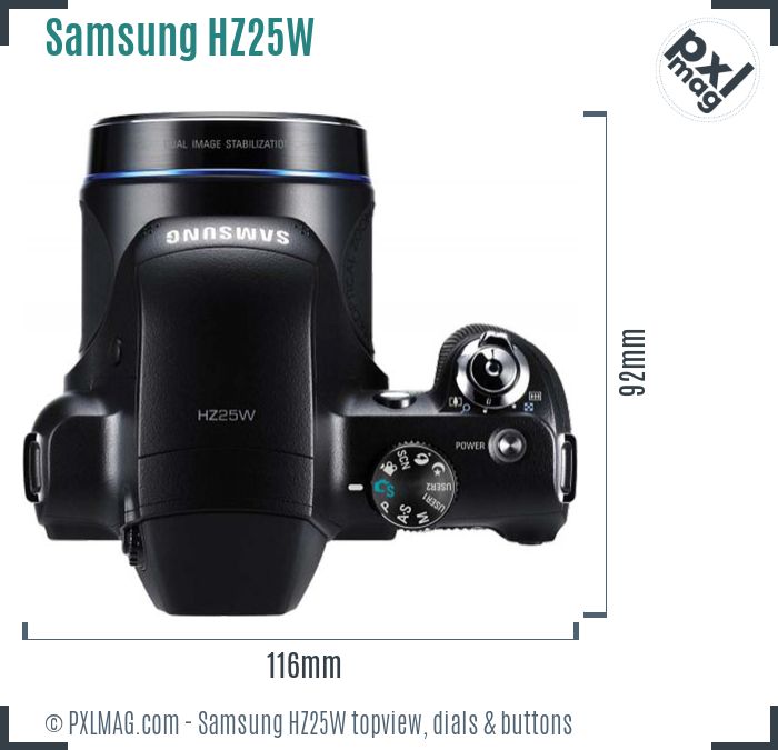 Samsung HZ25W topview buttons dials