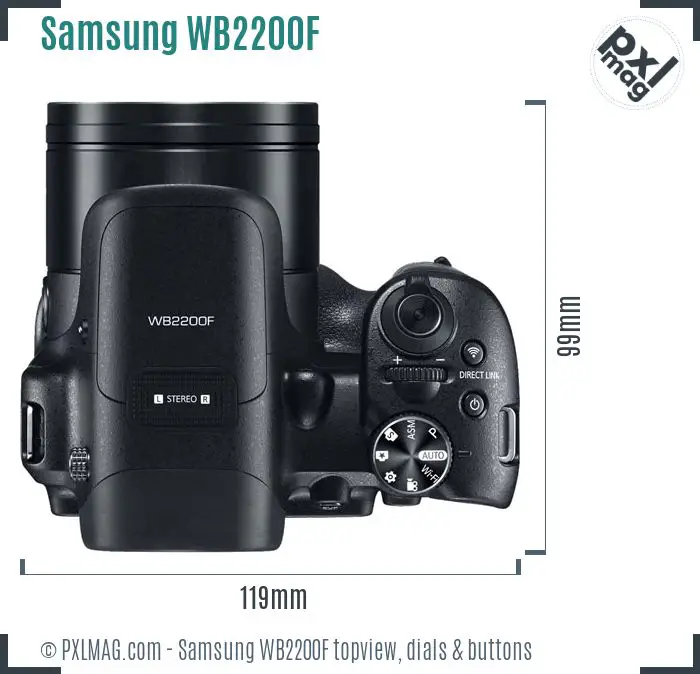 Samsung WB2200F topview buttons dials