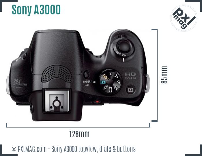 Sony Alpha A3000 topview buttons dials