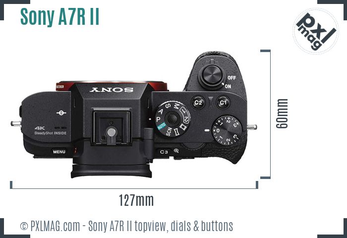Sony Alpha A7R II topview buttons dials