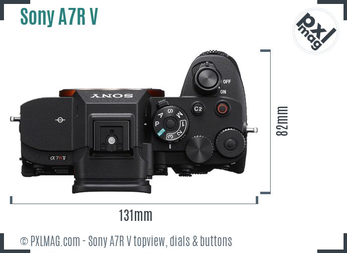 Sony Alpha A7R V topview buttons dials