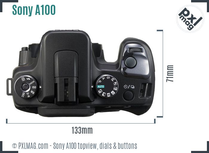 Sony Alpha DSLR-A100 topview buttons dials