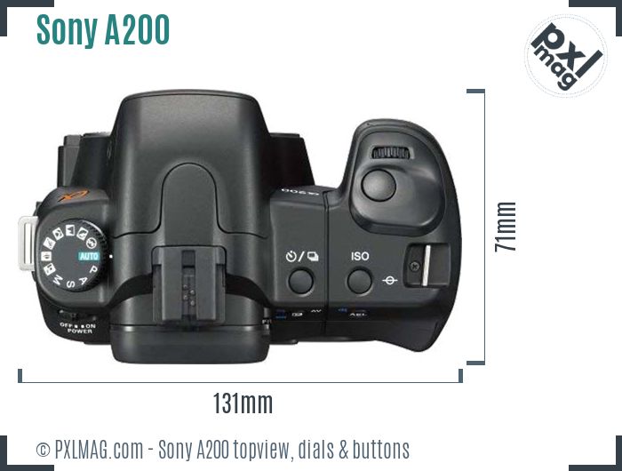 Sony Alpha DSLR-A200 topview buttons dials