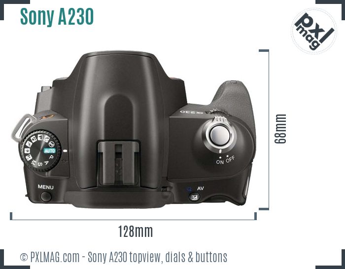 Sony Alpha DSLR-A230 topview buttons dials
