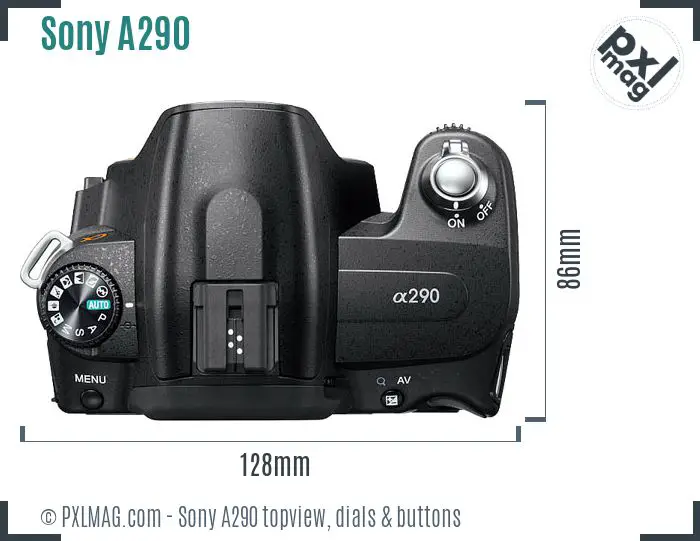 Sony Alpha DSLR-A290 topview buttons dials