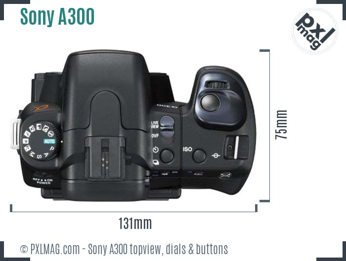 Sony Alpha DSLR-A300 topview buttons dials