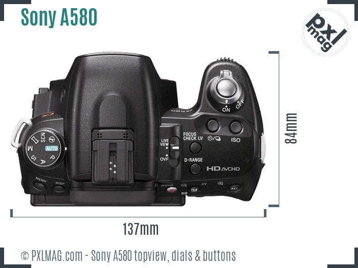 Sony Alpha DSLR-A580 topview buttons dials