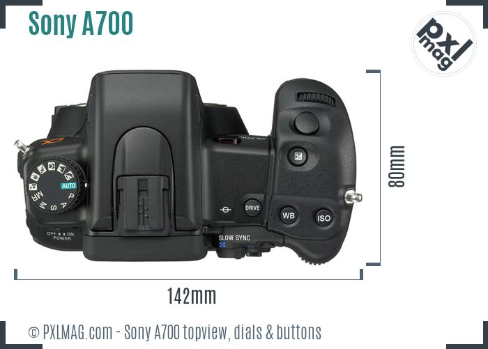 Sony Alpha DSLR-A700 topview buttons dials