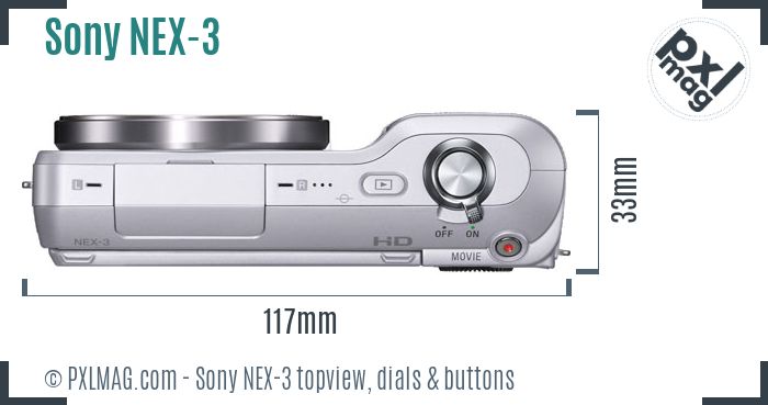 Sony Alpha NEX-3 topview buttons dials