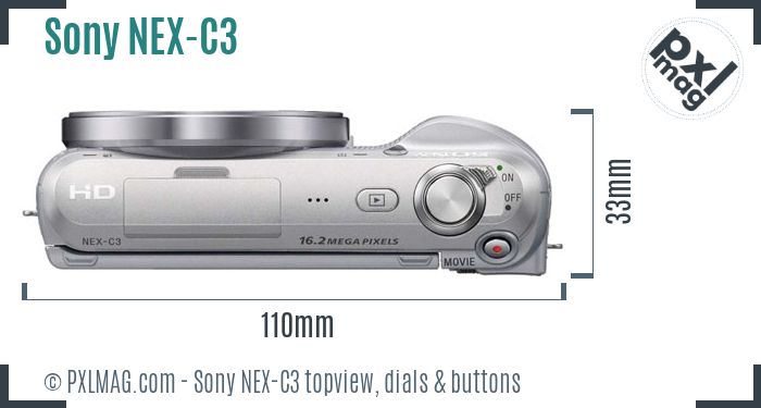 Sony Alpha NEX-C3 topview buttons dials