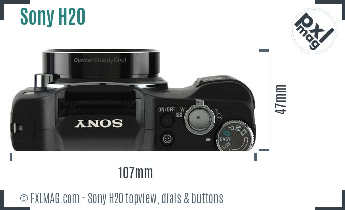 Sony Cyber-shot DSC-H20 topview buttons dials