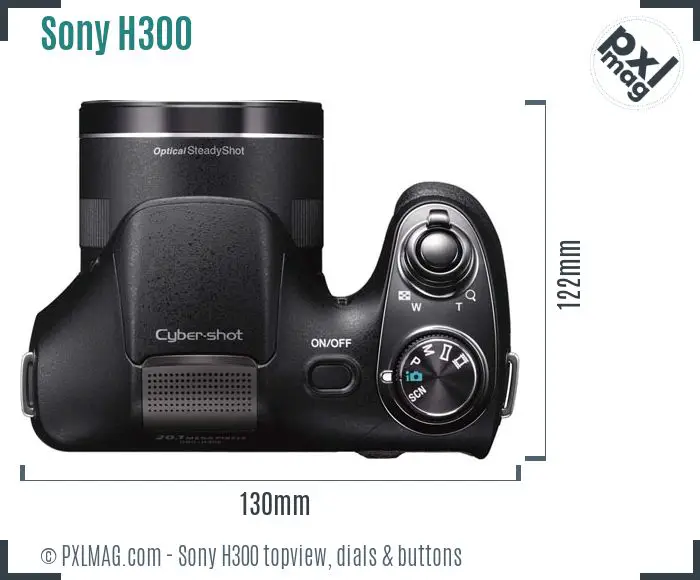 Sony Cyber-shot DSC-H300 topview buttons dials