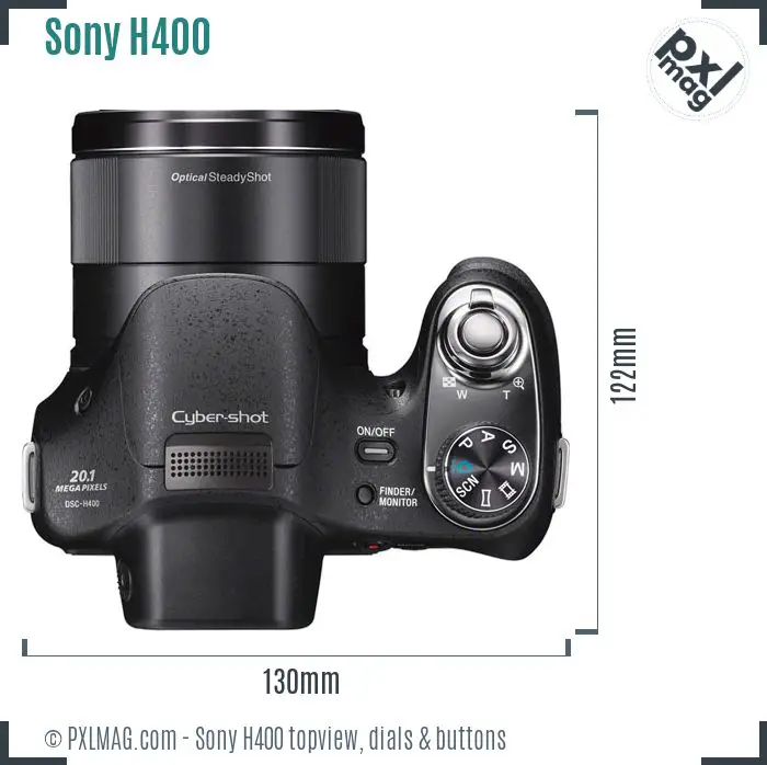 Sony Cyber-shot DSC-H400 topview buttons dials