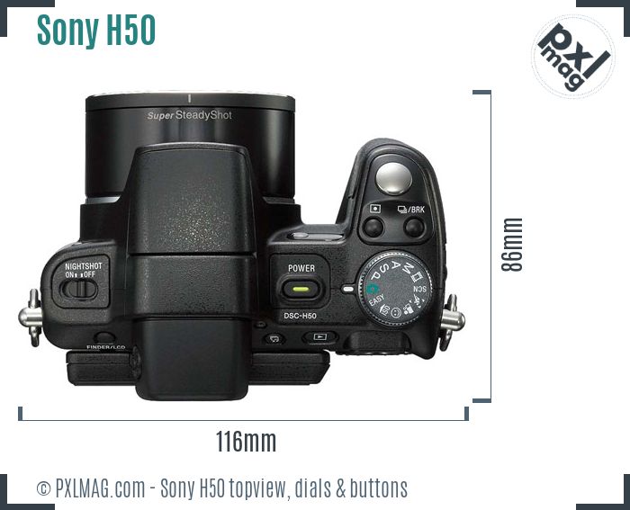 Sony Cyber-shot DSC-H50 topview buttons dials