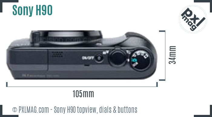 Sony Cyber-shot DSC-H90 topview buttons dials