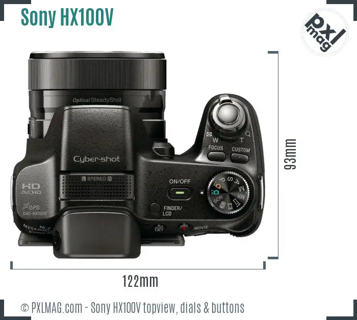 Sony Cyber-shot DSC-HX100V topview buttons dials