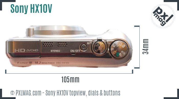 Sony Cyber-shot DSC-HX10V topview buttons dials