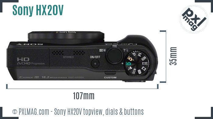 Sony Cyber-shot DSC-HX20V topview buttons dials