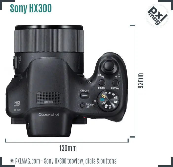 Sony Cyber-shot DSC-HX300 topview buttons dials