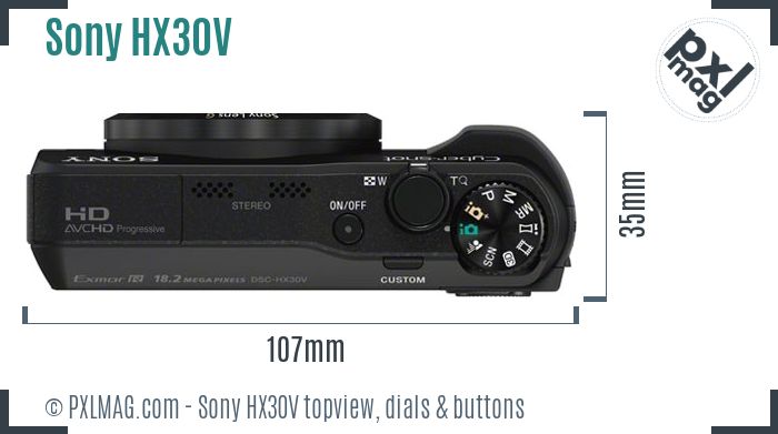 Sony Cyber-shot DSC-HX30V topview buttons dials