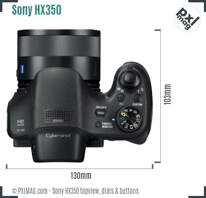 Sony Cyber-shot DSC-HX350 topview buttons dials