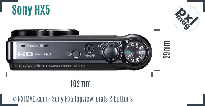 Sony Cyber-shot DSC-HX5 topview buttons dials