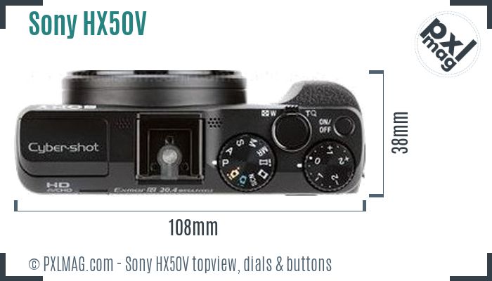 Sony Cyber-shot DSC-HX50V topview buttons dials