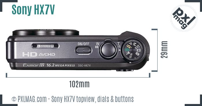 Sony Cyber-shot DSC-HX7V topview buttons dials
