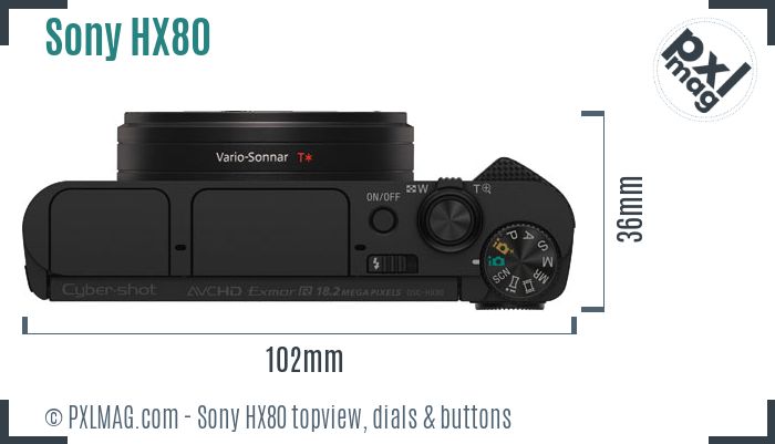 Sony Cyber-shot DSC-HX80 topview buttons dials