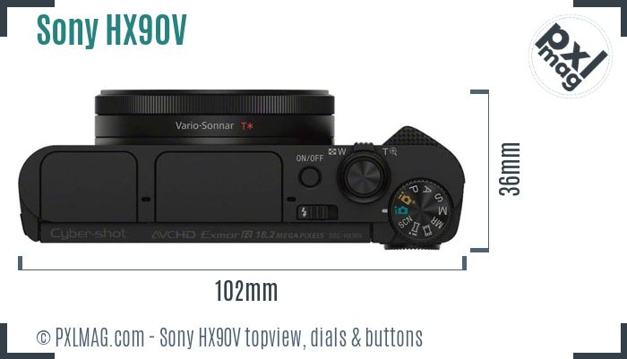 Sony Cyber-shot DSC-HX90V topview buttons dials