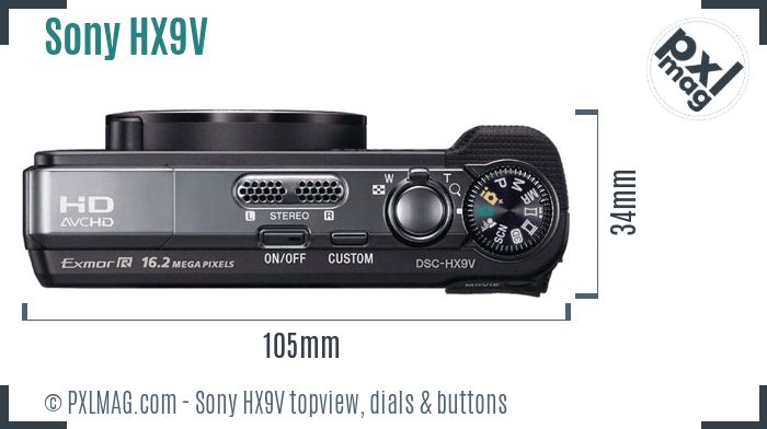 Sony Cyber-shot DSC-HX9V topview buttons dials