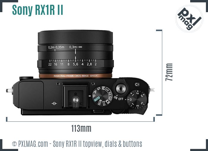 Sony Cyber-shot DSC-RX1R II topview buttons dials