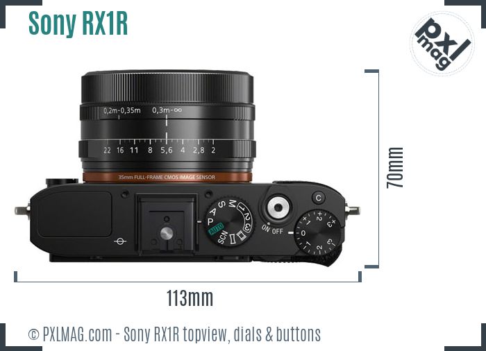 Sony Cyber-shot DSC-RX1R topview buttons dials
