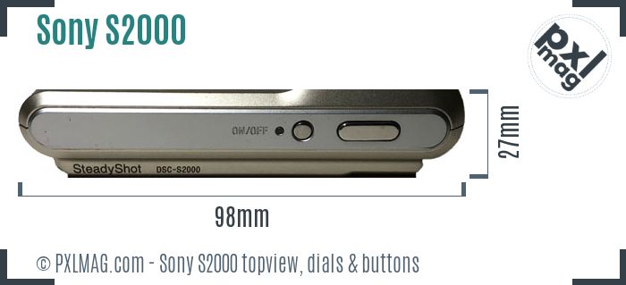 Sony Cyber-shot DSC-S2000 topview buttons dials