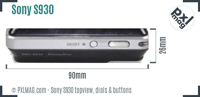 Sony Cyber-shot DSC-S930 topview buttons dials