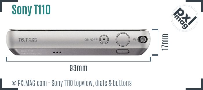 Sony Cyber-shot DSC-T110 topview buttons dials