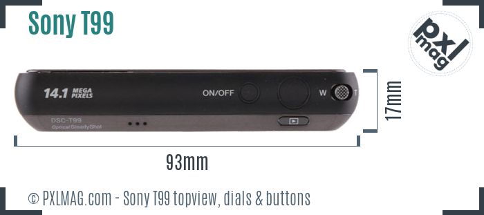 Sony Cyber-shot DSC-T99 topview buttons dials
