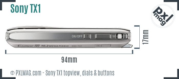 Sony Cyber-shot DSC-TX1 topview buttons dials