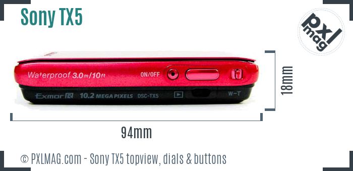 Sony Cyber-shot DSC-TX5 topview buttons dials