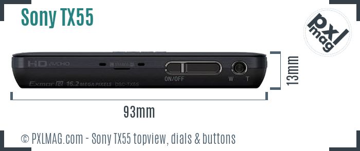 Sony Cyber-shot DSC-TX55 topview buttons dials