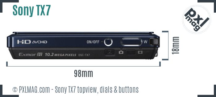 Sony Cyber-shot DSC-TX7 topview buttons dials
