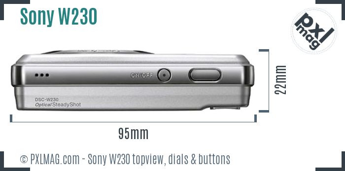 Sony Cyber-shot DSC-W230 topview buttons dials