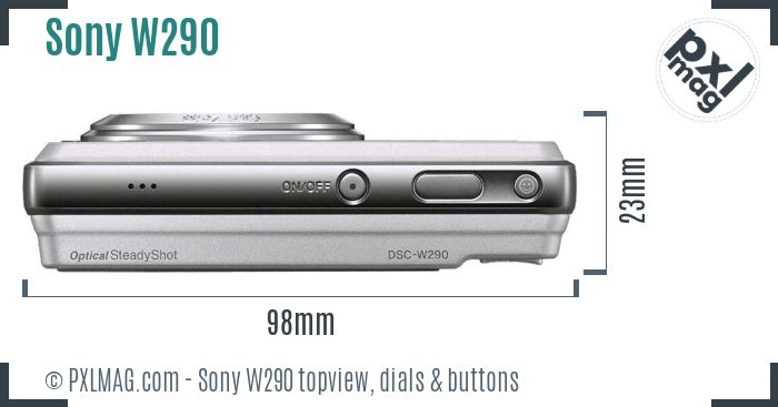 Sony Cyber-shot DSC-W290 topview buttons dials